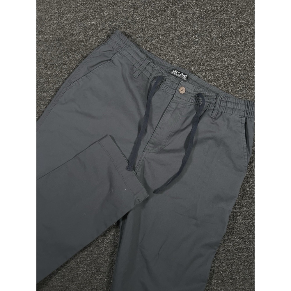 Line Of Trade Chino Pants Men's Large Gray Straight Leg Drawstrings Cotton